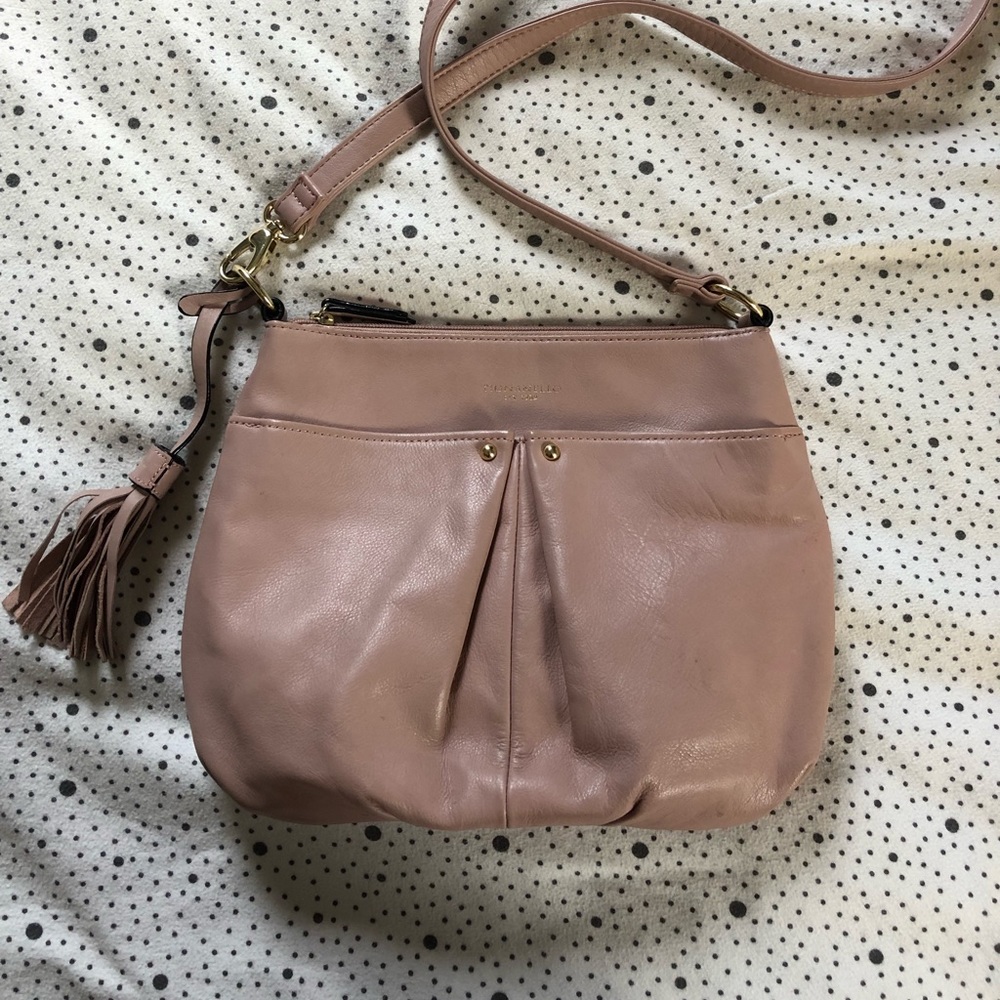 Tignanello Genuine Leather Crossbody Purse in Blush Pink